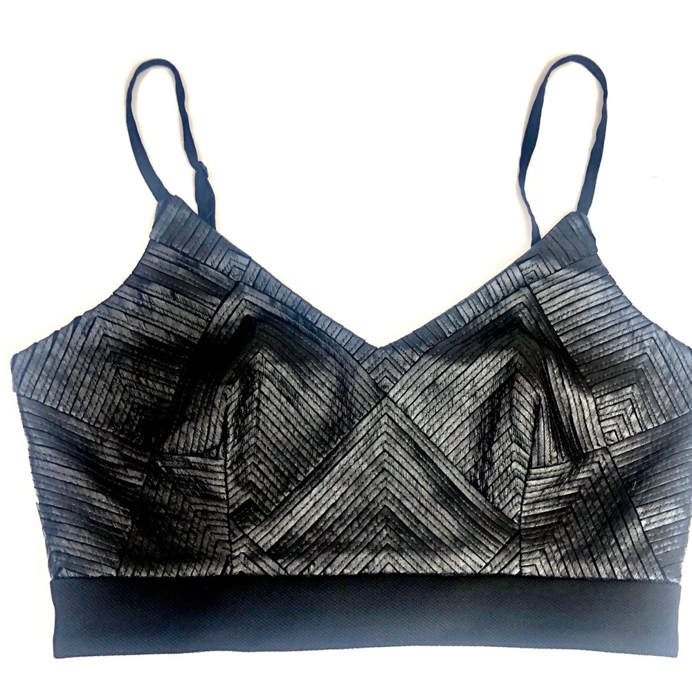 LUSH Vegan Leather Strip Crop Top Bralette